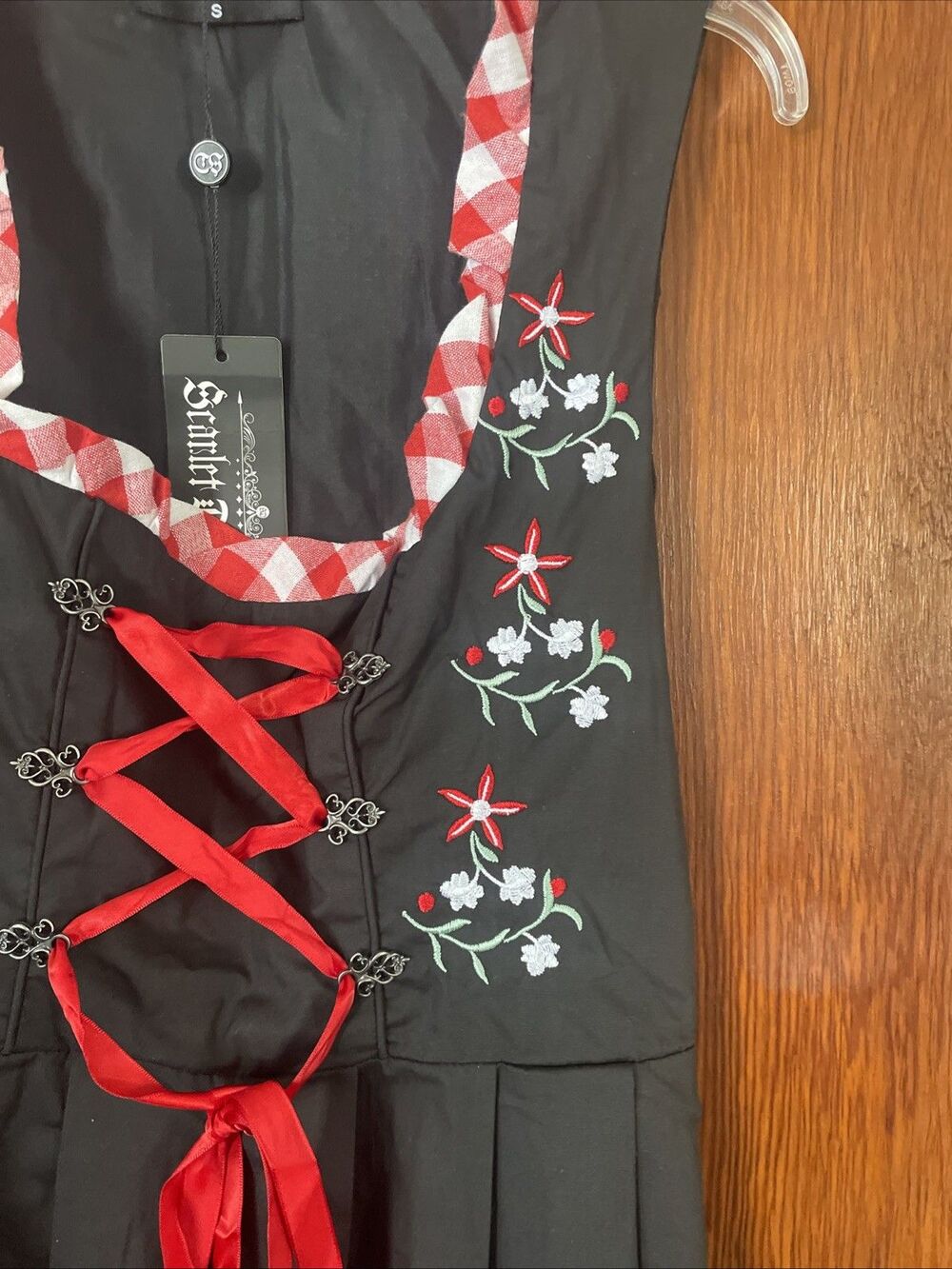 Scarlet Darkness Black Fit Flare Floral Embroidered Lace Metal Accents S NWT - Picture 3 of 6